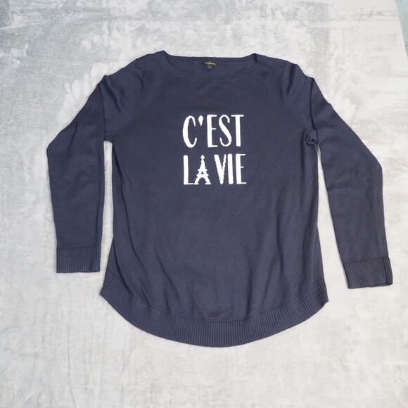 Talbots C'EST LA VIE Crew Neck Sweatshirt Women's size Medium Paris France - Picture 2 of 11